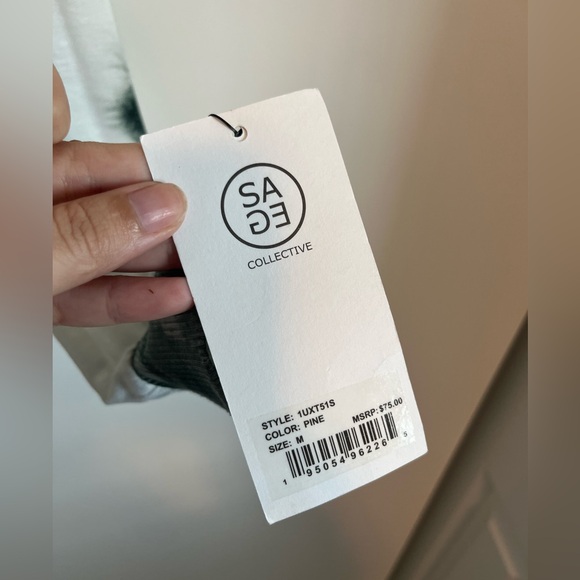 NWT Sage Collective Green Tie Dye Long Sleeve Lightweight Sweater - Picture 3 of 7